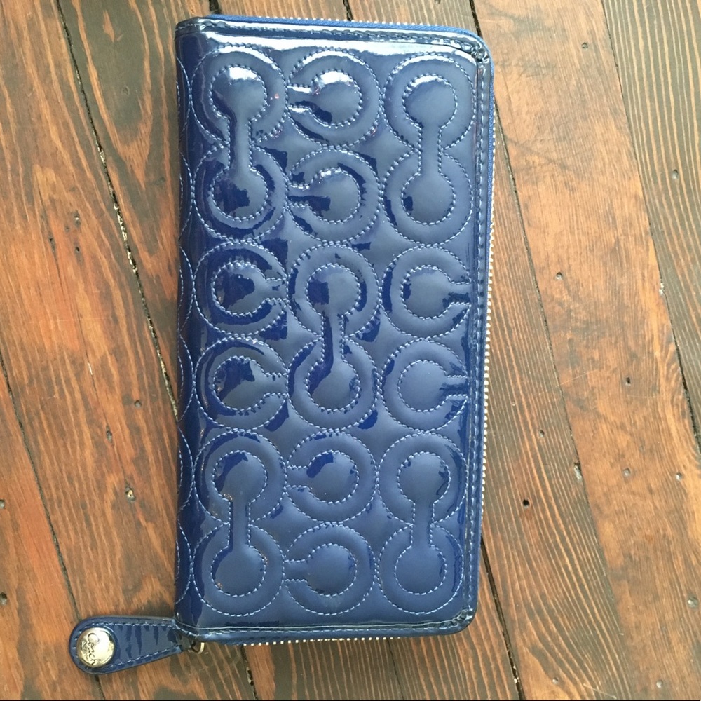 COACH Wallet - Blue Patent Leather